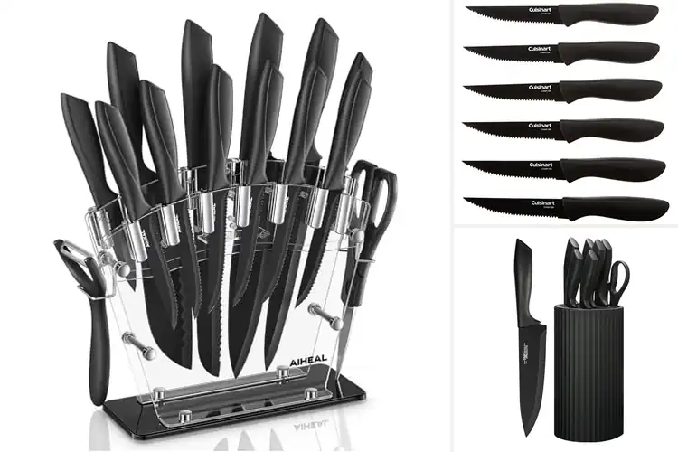 Detailed view of 10 Best Black-Coated Knife Sets for Effortless Kitchen Mastery
