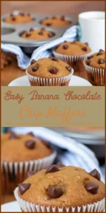 Easy Banana Chocolate Chip Muffins Vertical Photo