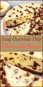 Easy Chocolate Chip Cheesecake Recipe Vertical Photo