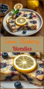 Lemon Blueberry Blondies Vertical Photo