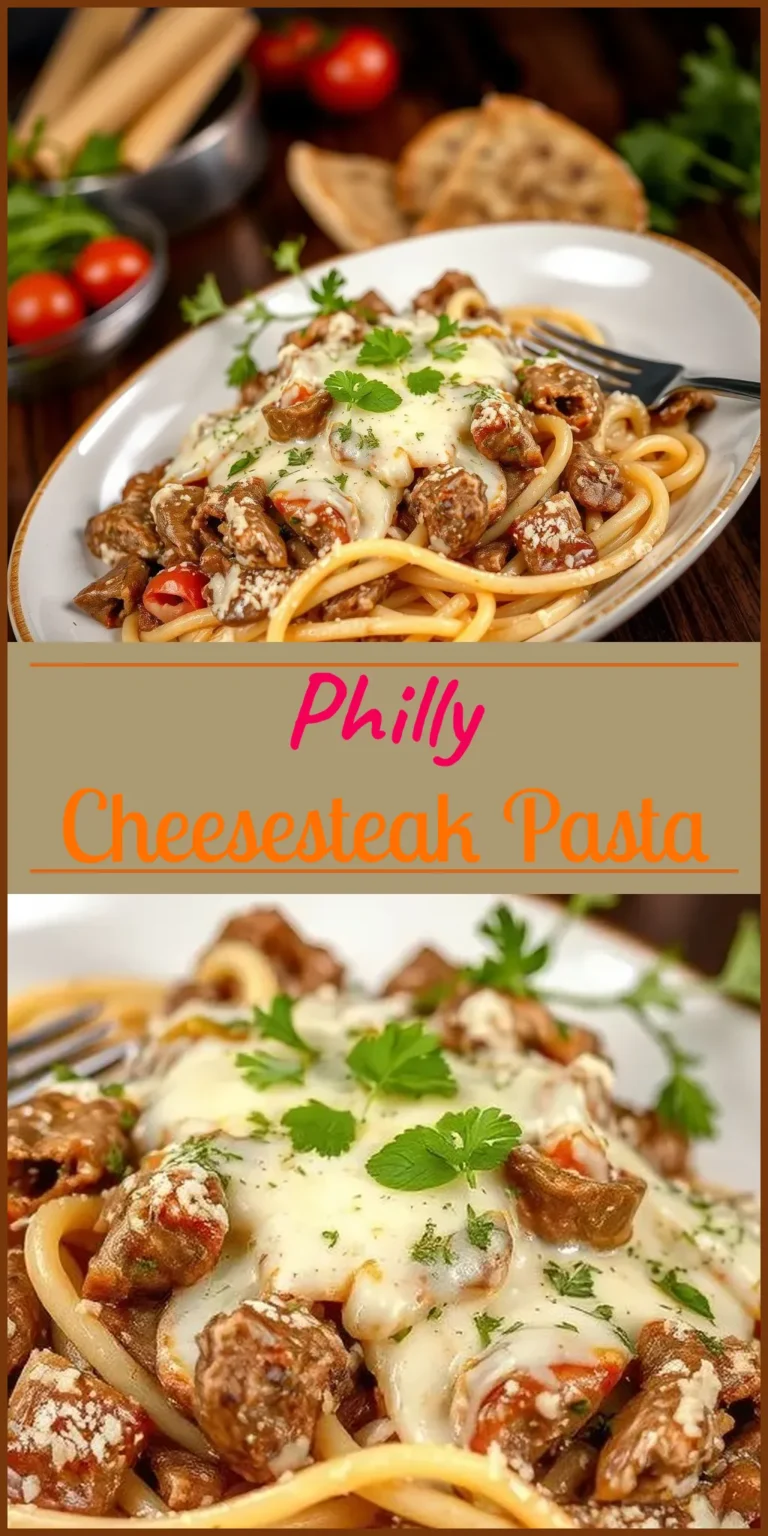 Philly Cheesesteak Pasta Vertical Photo