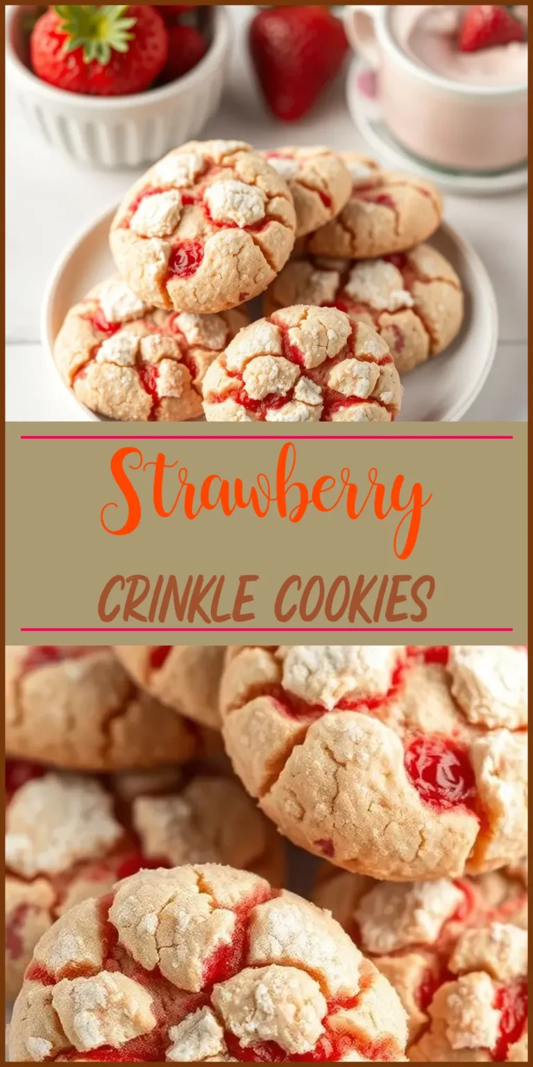 Strawberry Crinkle Cookies Vertical Photo