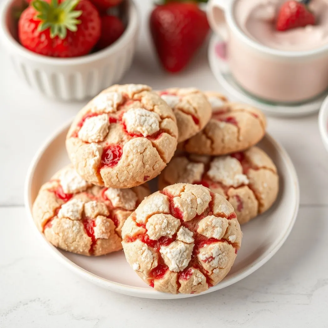 Strawberry Crinkle Cookies
